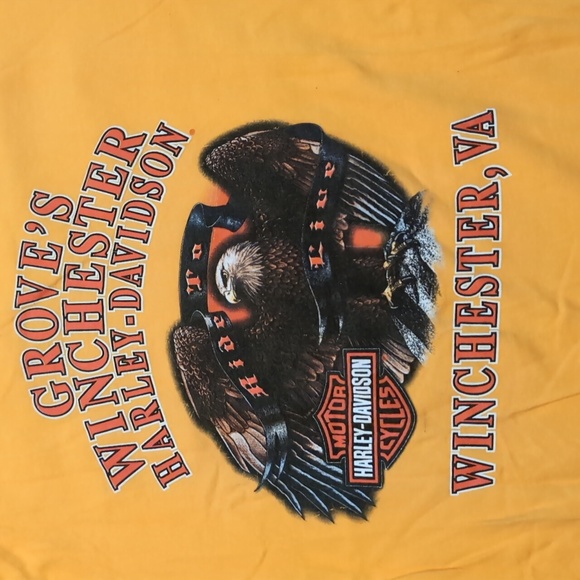 Harley-Davidson Motorcycle T-shirt yellow size medium men's Winchester Virginia - Picture 5 of 6